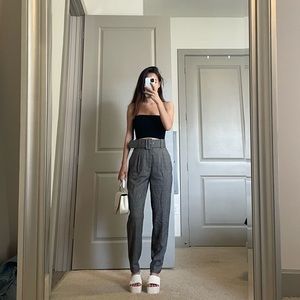 Zara plaid belted work pants